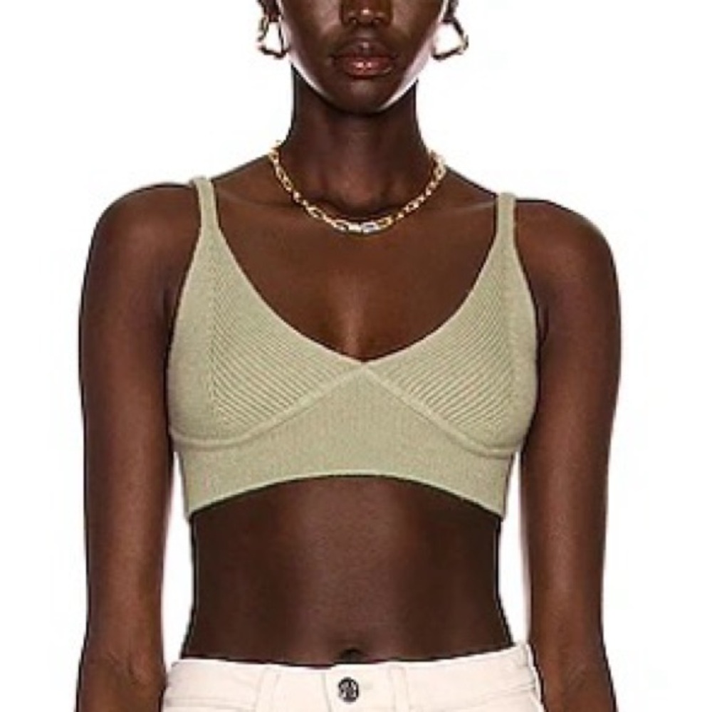 Jonathan Simkhai Olive Green Ribbed Bra